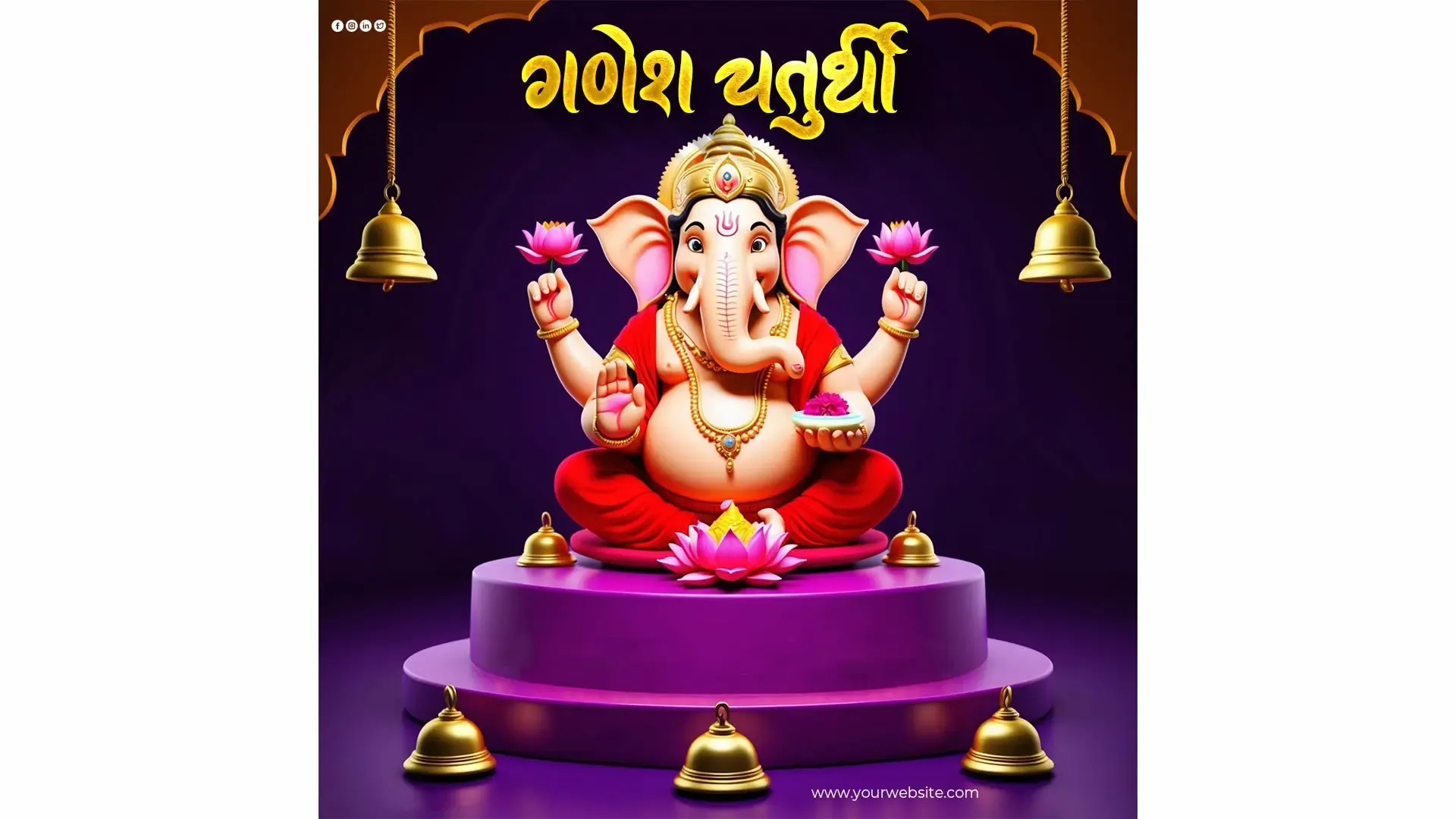 Festive Ganesh Chaturthi Instagram Post Design with Colorful Elements image